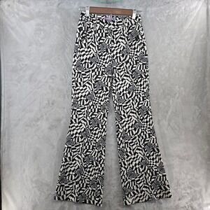 Urban Outfitters Women 0 Flare Pants Black White Butterfly Isabella Print